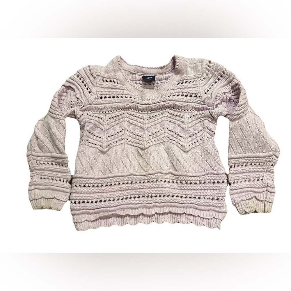 Baby Gap 3 Year 3T Toddler 100% Cotton Lilac Purple Crochet Knit Sweater